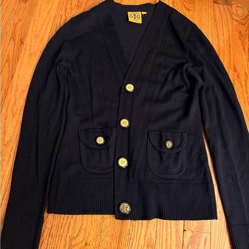 Tory Burch Black Cardigan with Gold Buttons